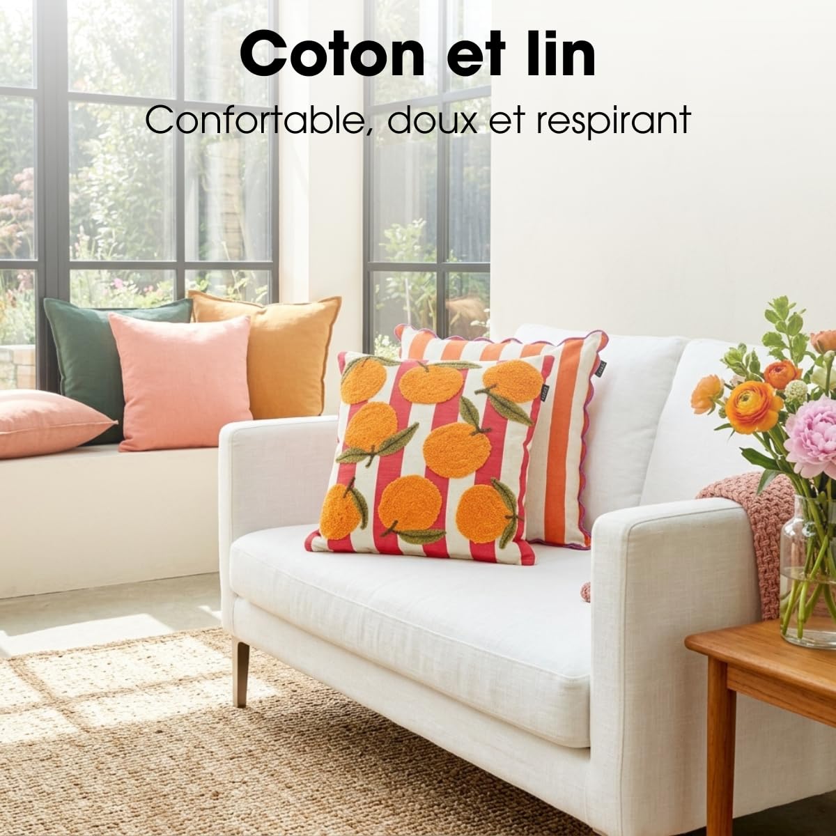 mica-decorations-orange-coussin-d-coratif-45x45-fleuri image 5