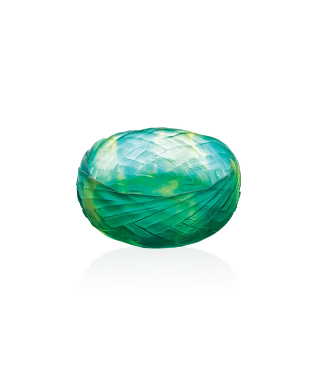 daum-tressage-coupe-grand-mod-le-cristal-jaune-et-vert image 1