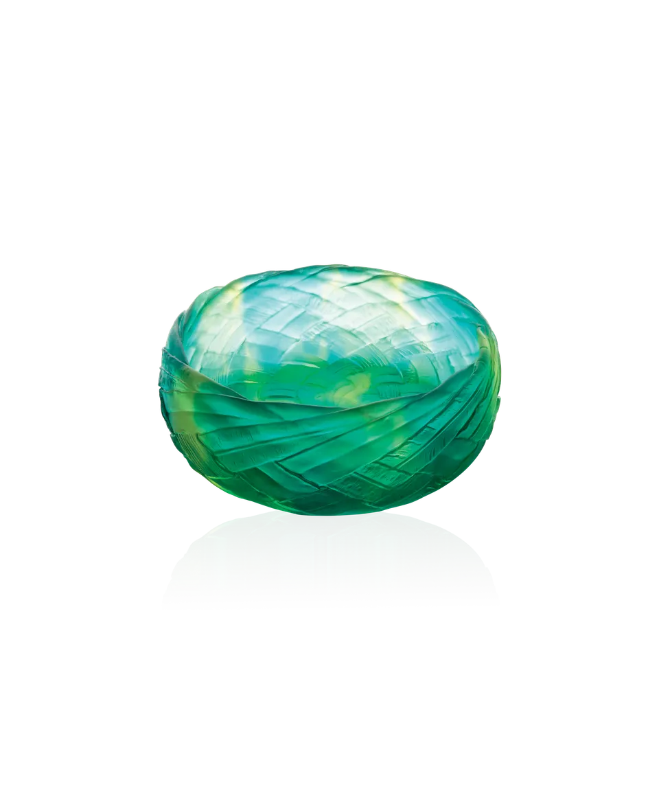 daum-tressage-coupe-grand-mod-le-cristal-jaune-et-vert image 1