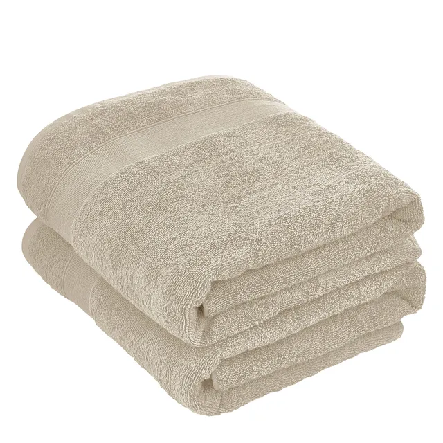 baroni-home-tessile-drap-de-bain-coton-beige-90x140-lot-2 image 1