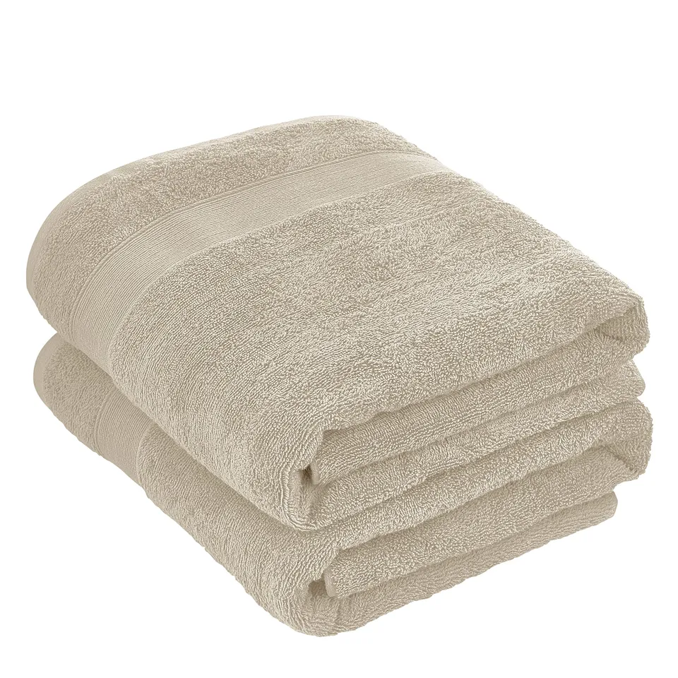 baroni-home-tessile-drap-de-bain-coton-beige-90x140-lot-2 image 1