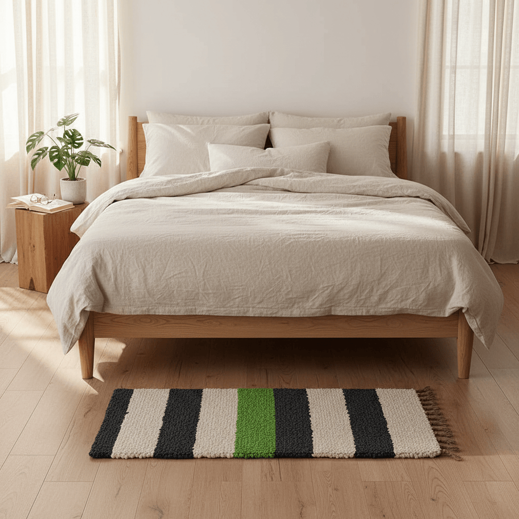 luisa-paix-o-tapis-artisanal-ray-vert-gris-beige-140x70 image 3