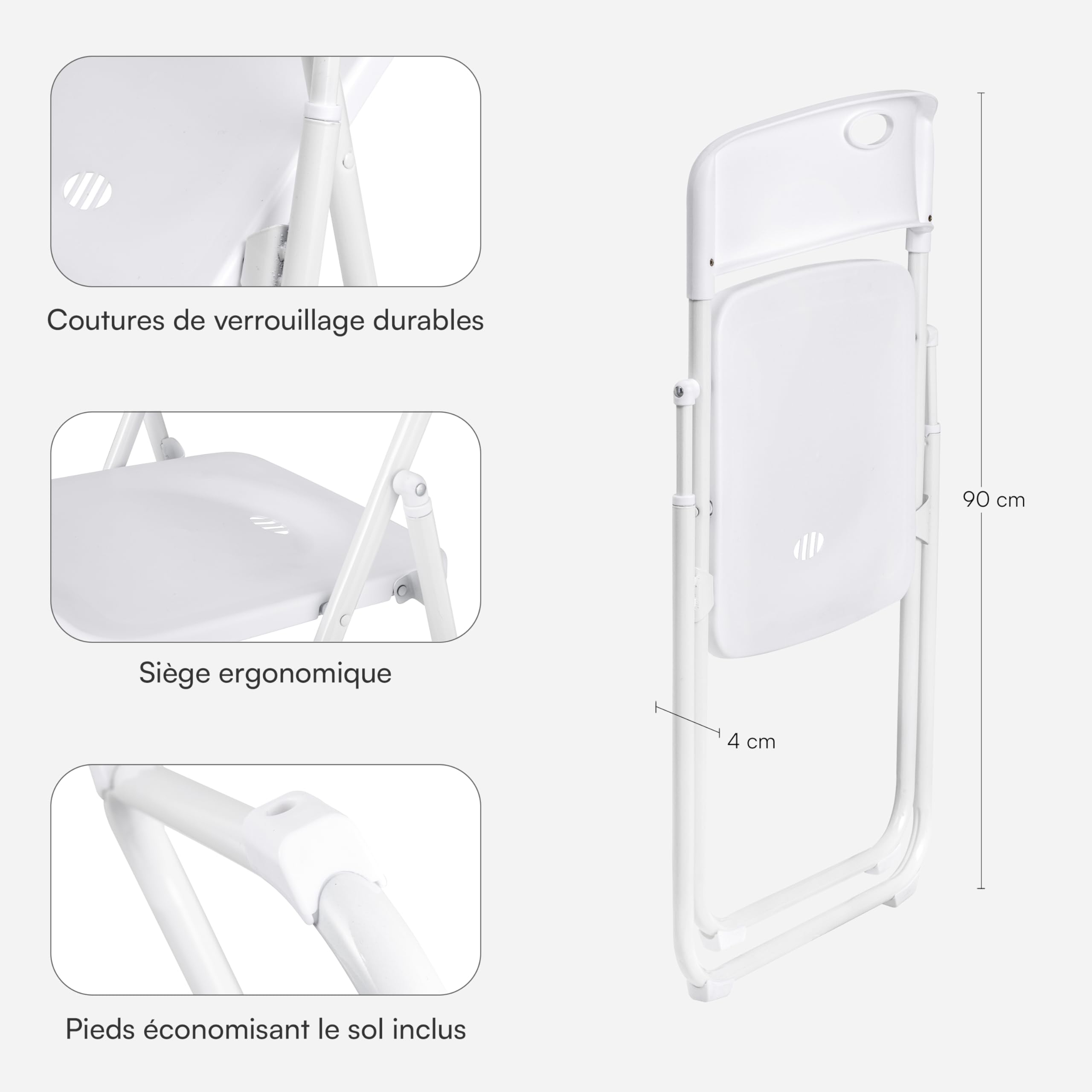 baroni-home-sedie-chaise-pliante-blanche-acier-pvc-1-pi-ce image 5