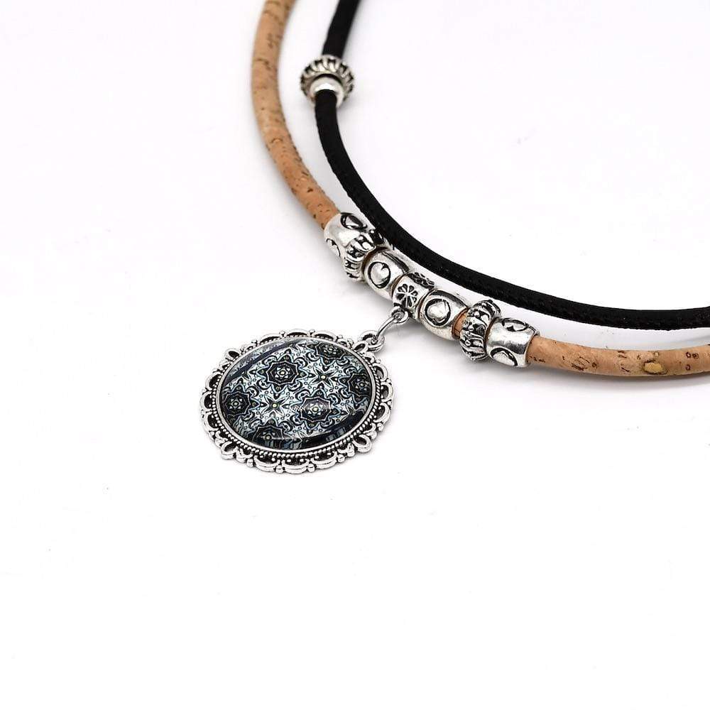 luisa-paix-o-azulejo-collier-li-ge-pendentif-gris-bleu-45-cm image 2