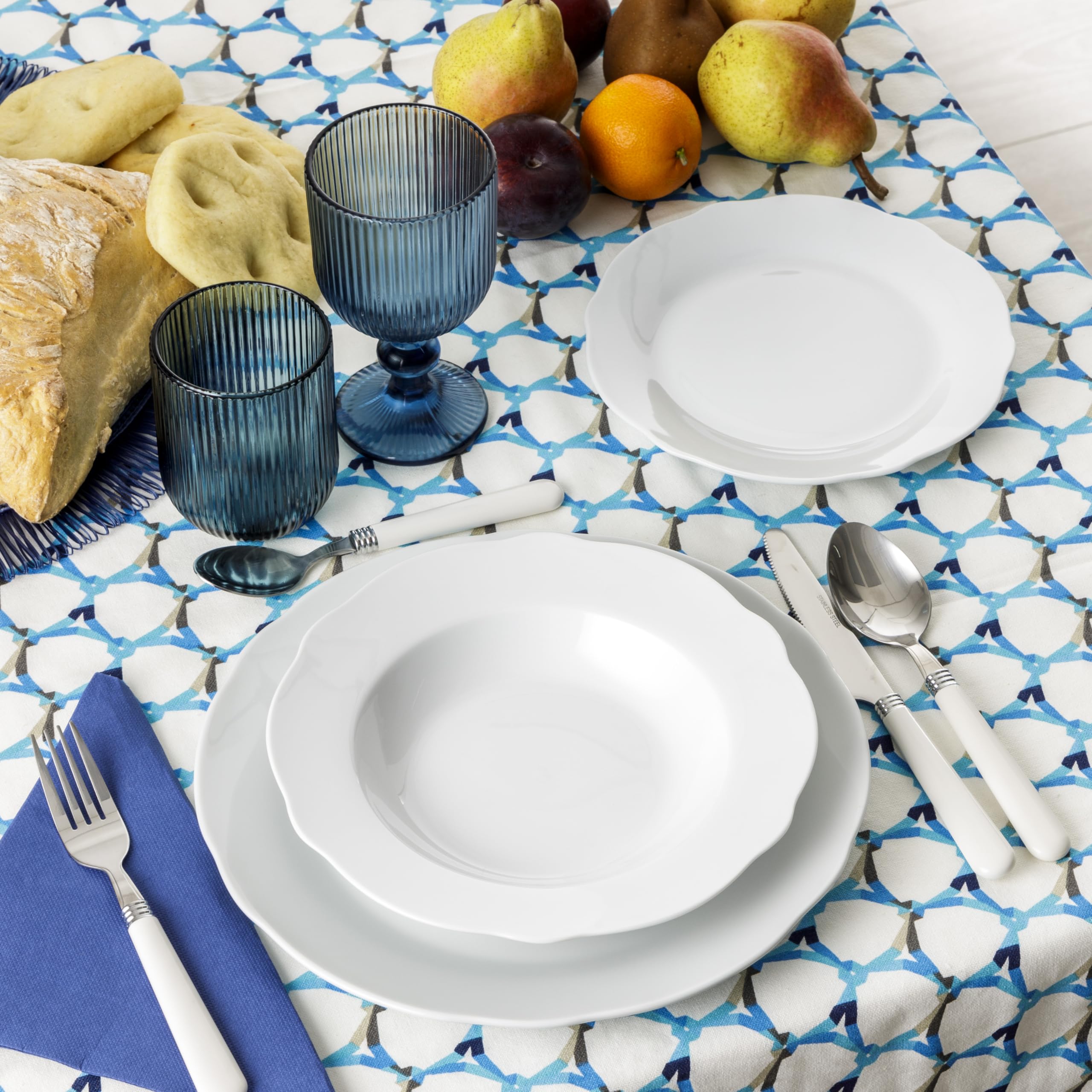 baroni-home-cucina-service-assiettes-porcelaine-lotus-18-pi-ces image 2