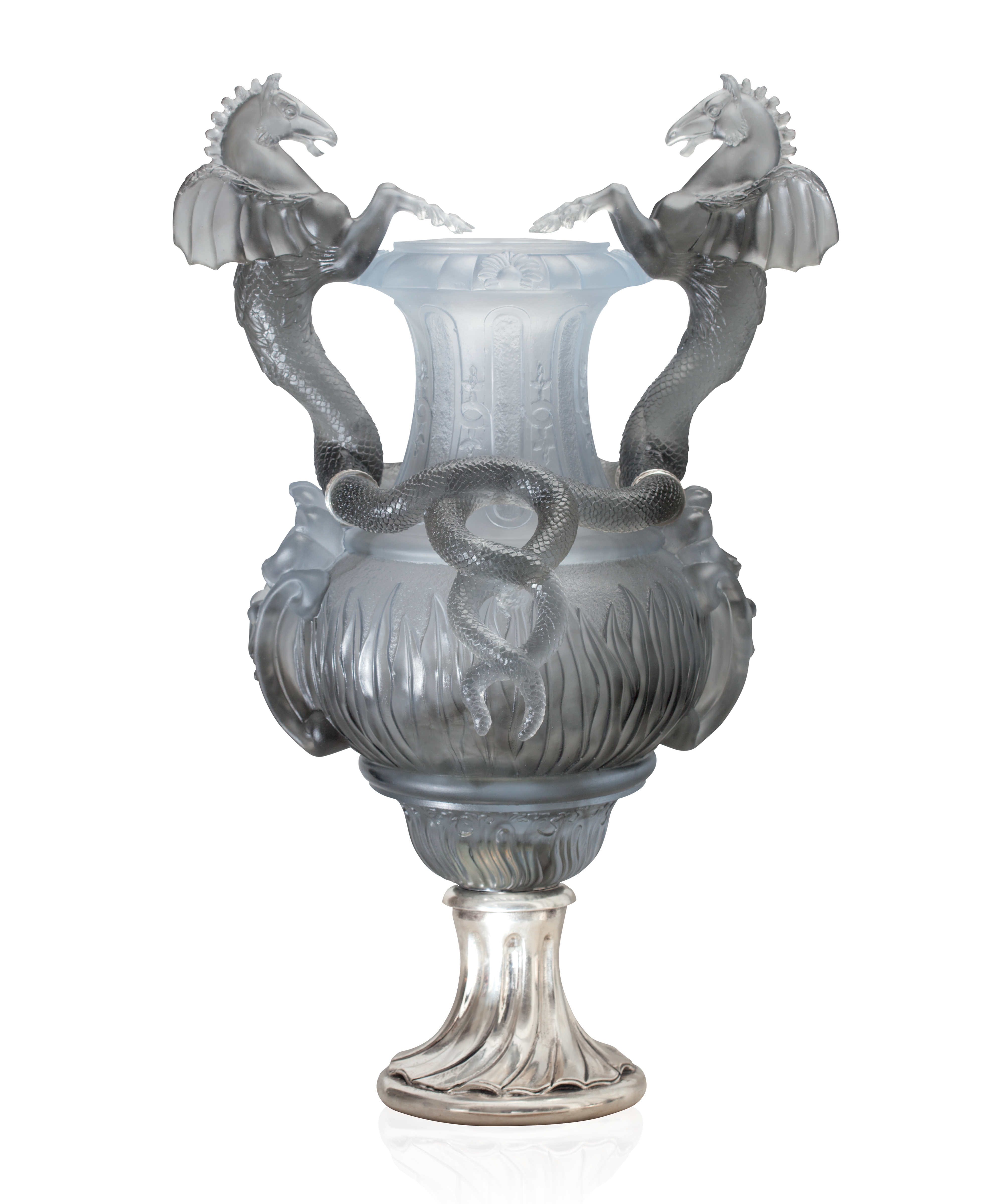 daum-chevaux-ail-s-vase-gris-dition-50-ex-cristal image 1