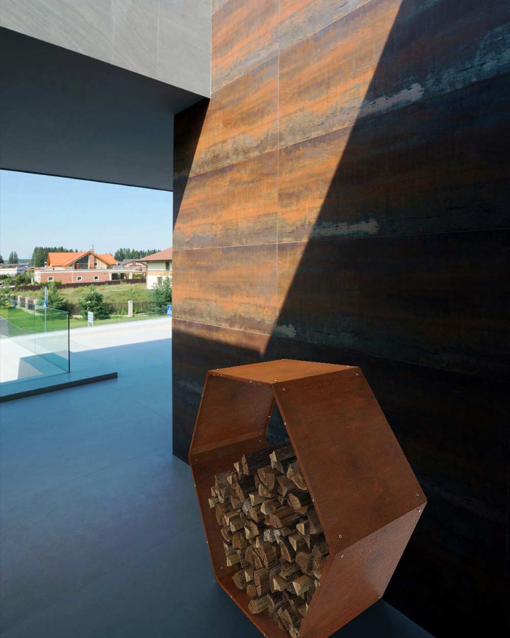 je-suis-art-range-bois-hexagonale-porte-b-ches-acier-corten image 4