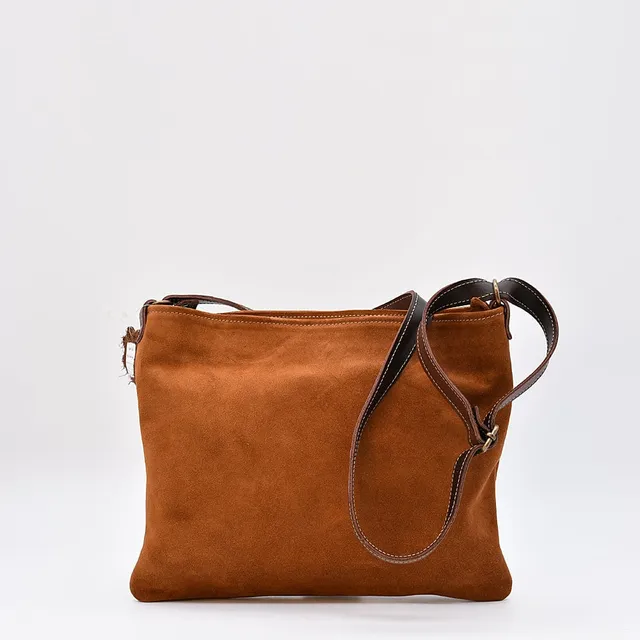 luisa-paix-o-accessoires-sac-bandouli-re-daim-marron-30cm image 1