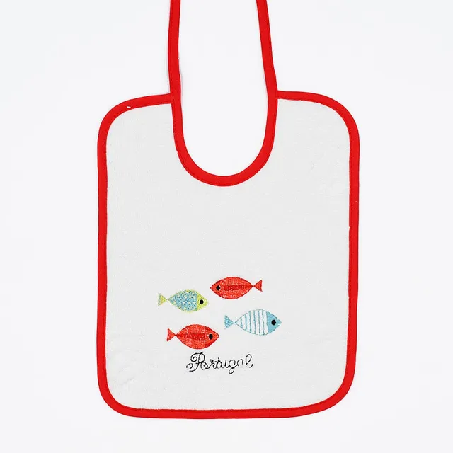 luisa-paix-o-sardinhas-bavoir-b-b-rouge-26x21-coton image 1