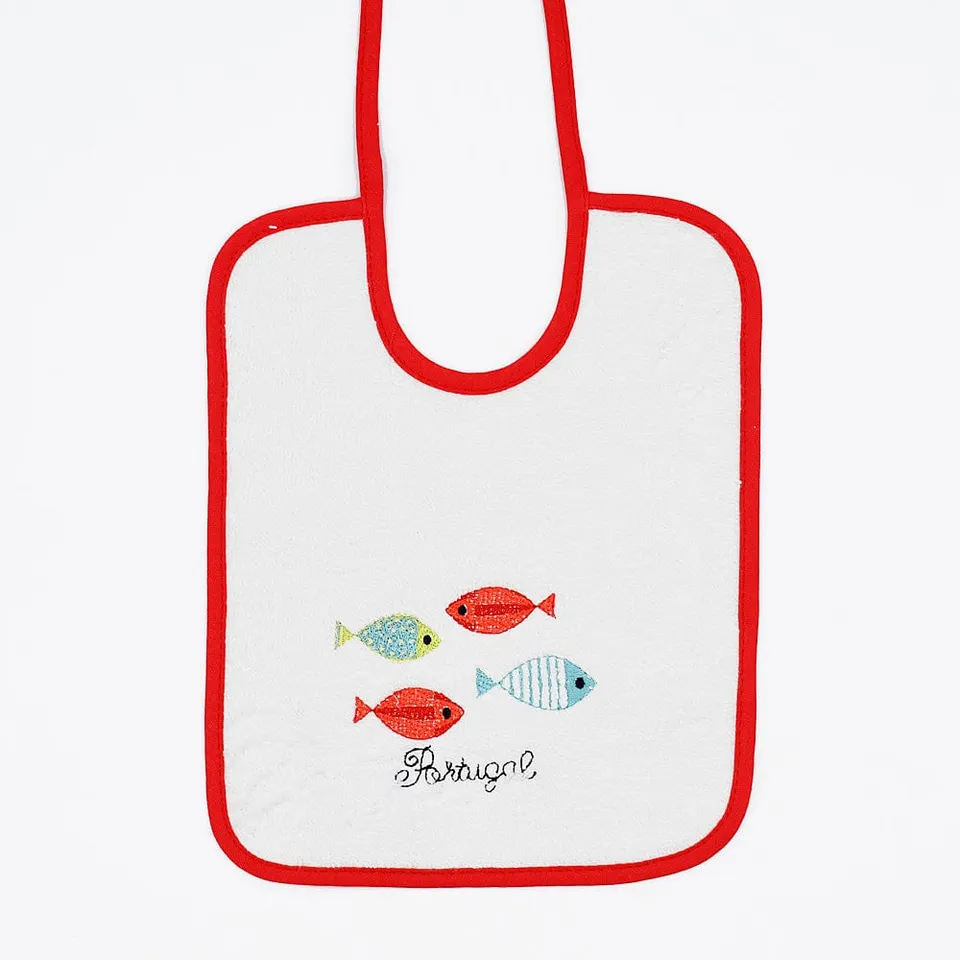 luisa-paix-o-sardinhas-bavoir-b-b-rouge-26x21-coton image 1