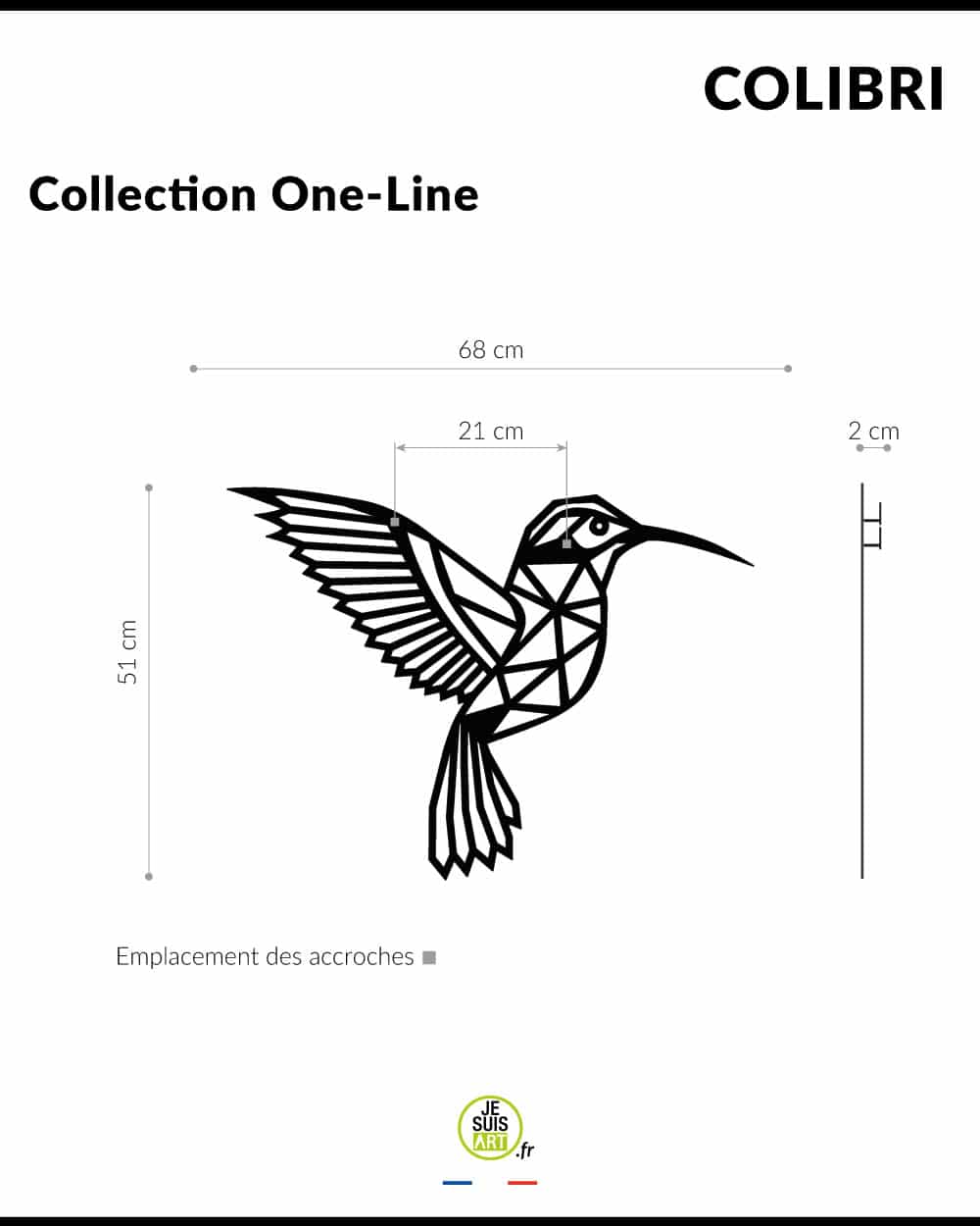je-suis-art-animaux-colibri-one-line-d-coration-murale-m-tal-noir image 3
