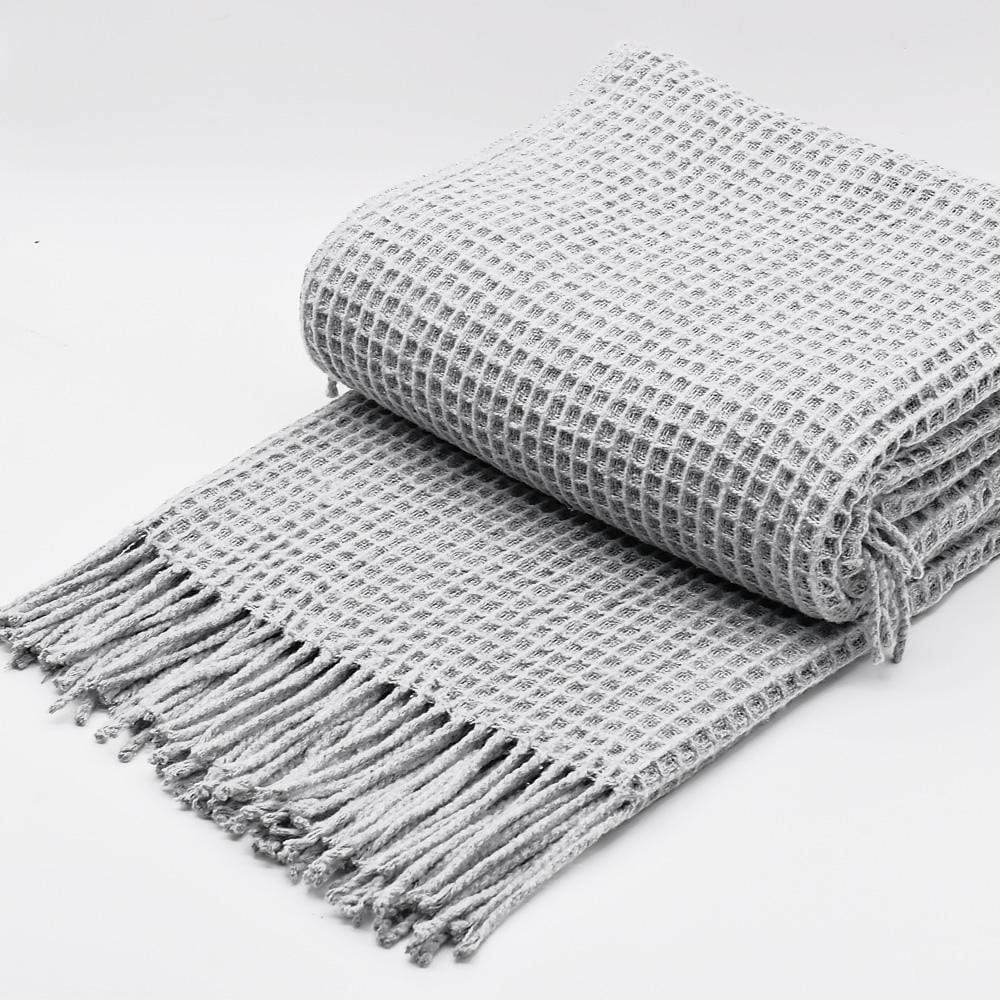 luisa-paix-o-plaid-coton-gaufr-gris-clair-200x140-cm image 2