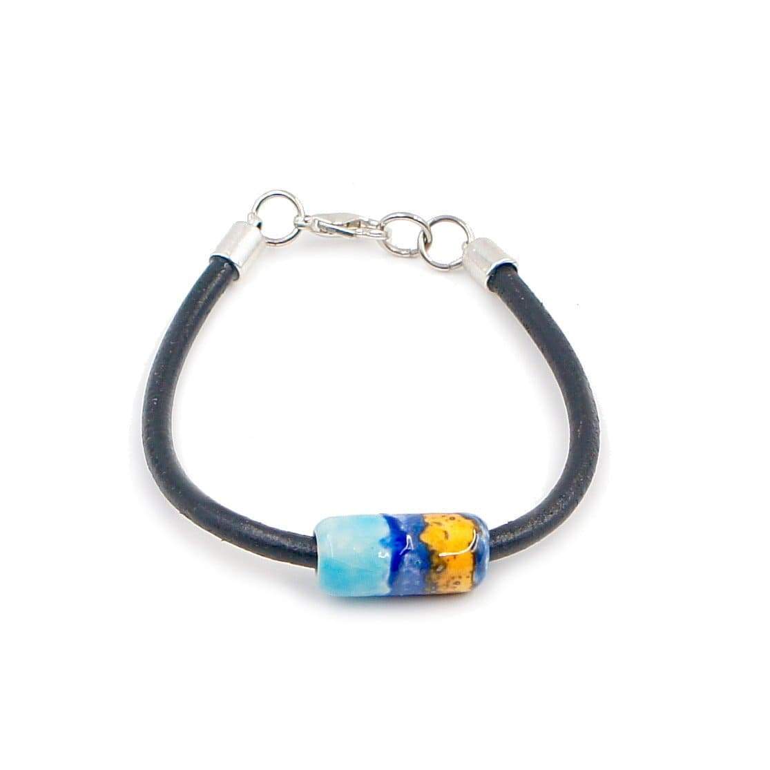 luisa-paix-o-bracelet-c-ramique-cuir-turquoise-18-cm image 2