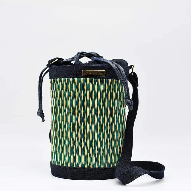 luisa-paix-o-sac-bandouli-re-denim-jonc-vert-21x17-cm image 1