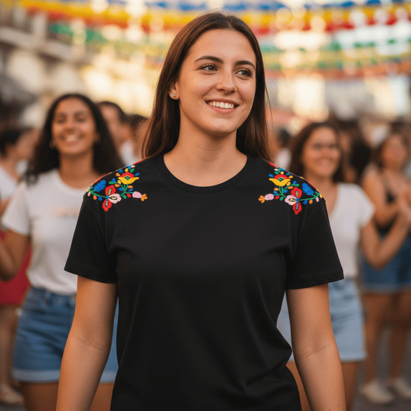 luisa-paix-o-viana-tee-shirt-coton-noir-brod-main image 2