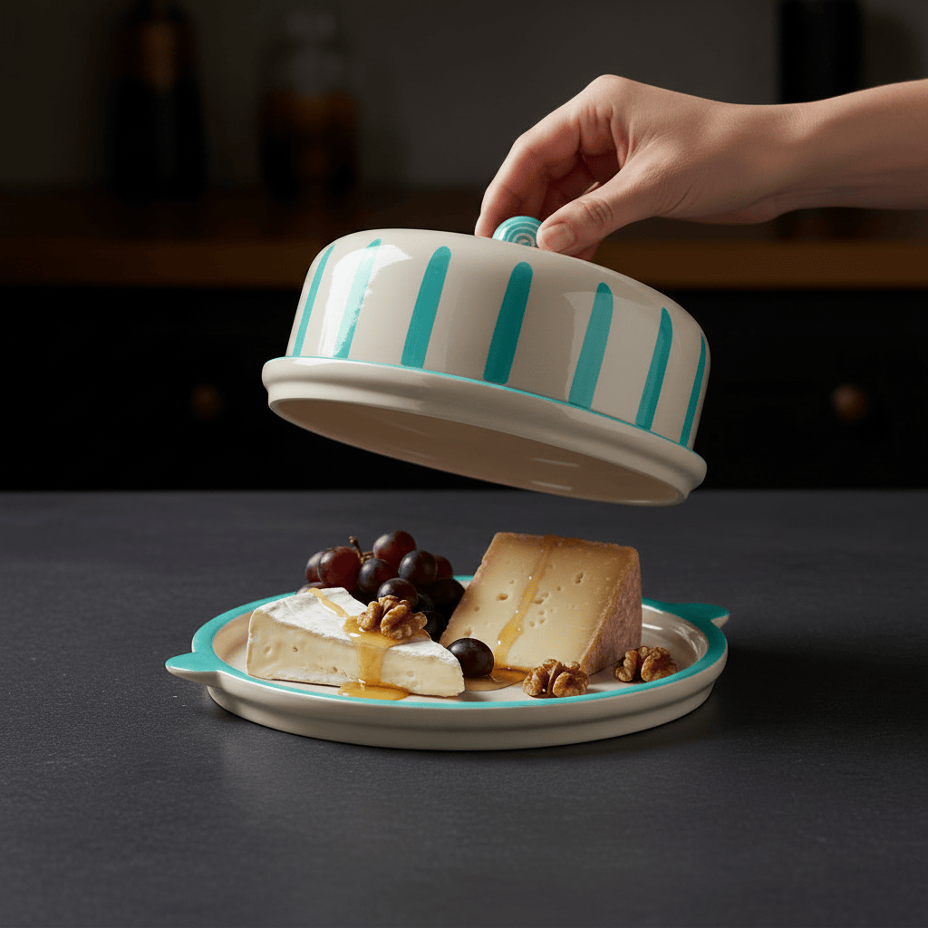 luisa-paix-o-costa-nova-mar-plateau-fromage-cloche-turquoise-24cm image 2