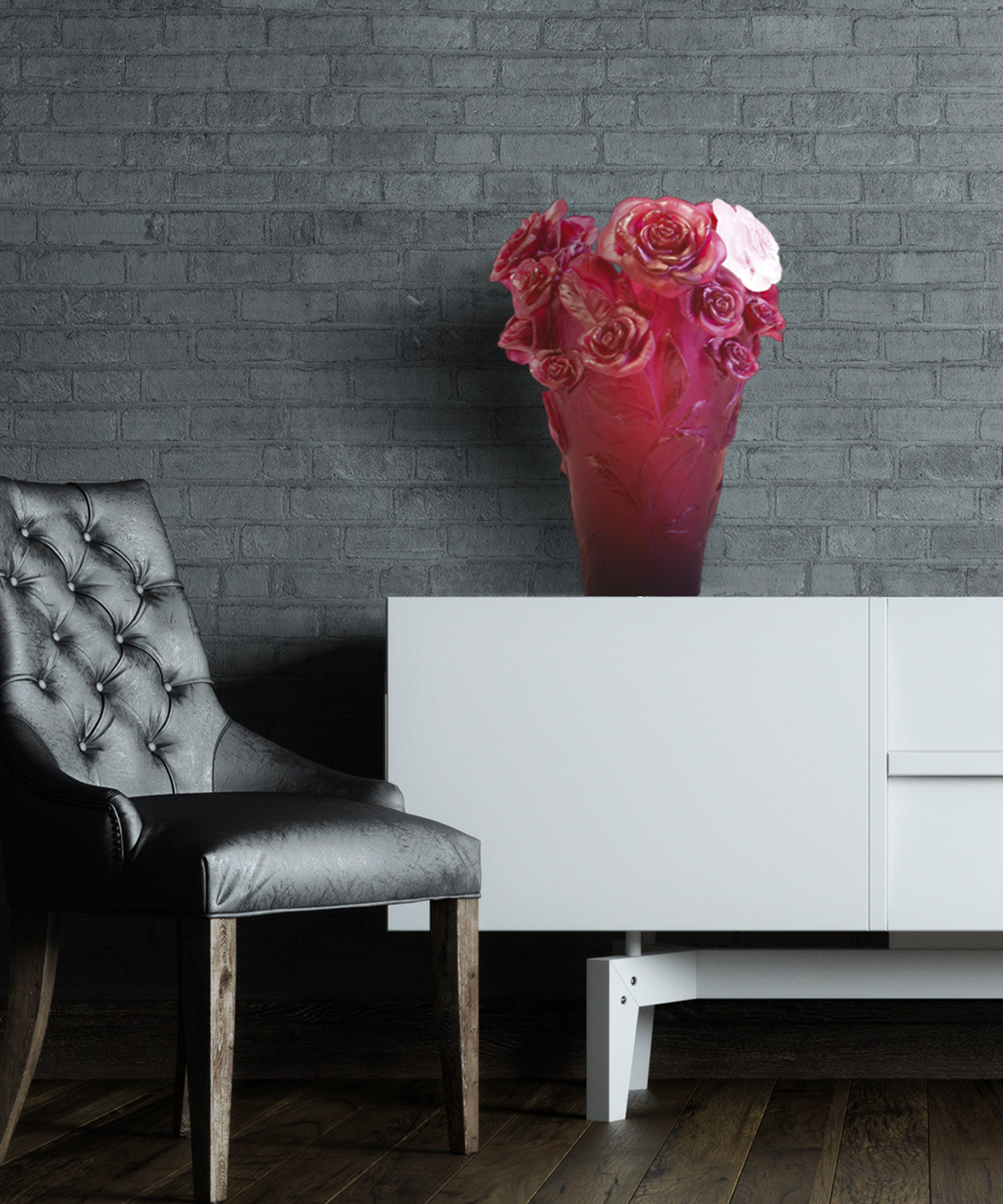 daum-univers-v-g-tal-rose-passion-vase-rouge-cristal-fleur image 2