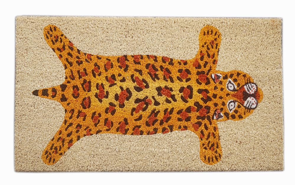 baroni-home-tessile-casa-paillasson-cuir-l-opard-70x40-cm-coco image 1