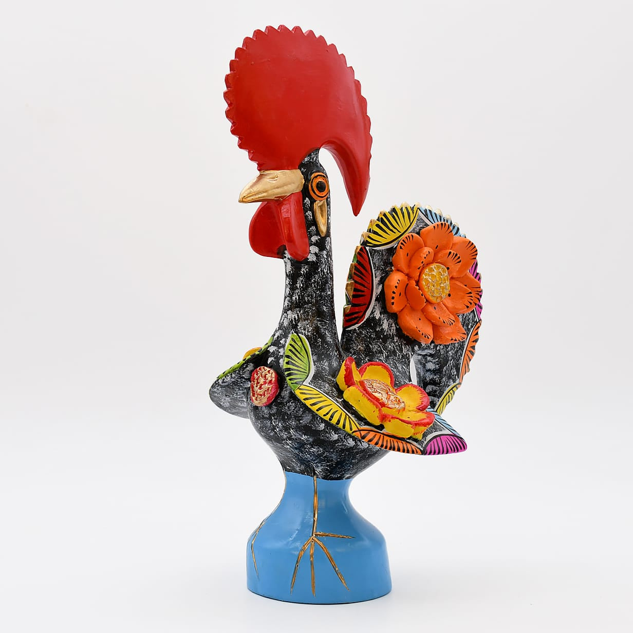 luisa-paix-o-coq-de-barcelos-25cm-noir-figurine-c-ramique-unique image 6