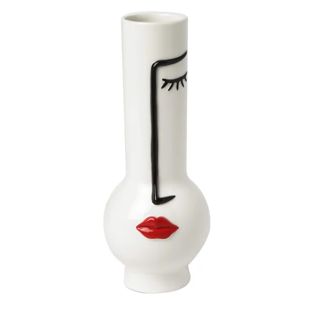baroni-home-decorazioni-vase-visage-c-ramique-col-troit-27-cm image 1