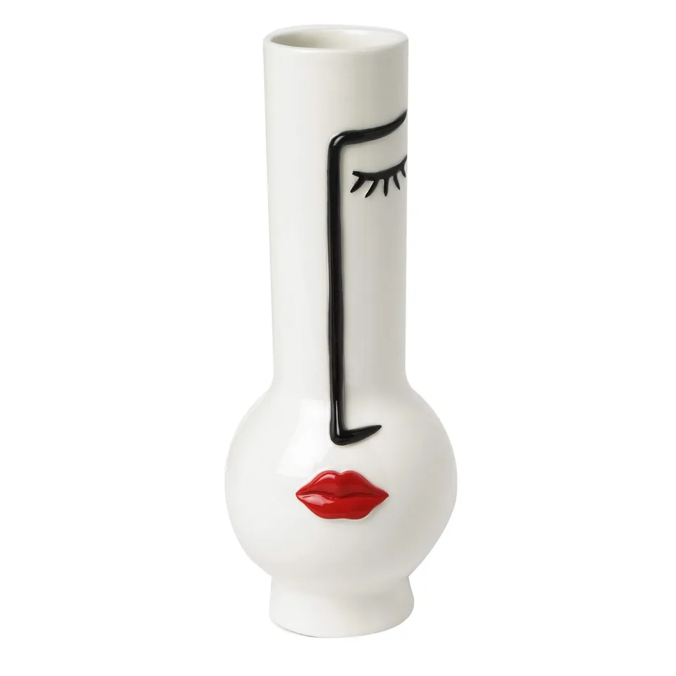 baroni-home-decorazioni-vase-visage-c-ramique-col-troit-27-cm image 1
