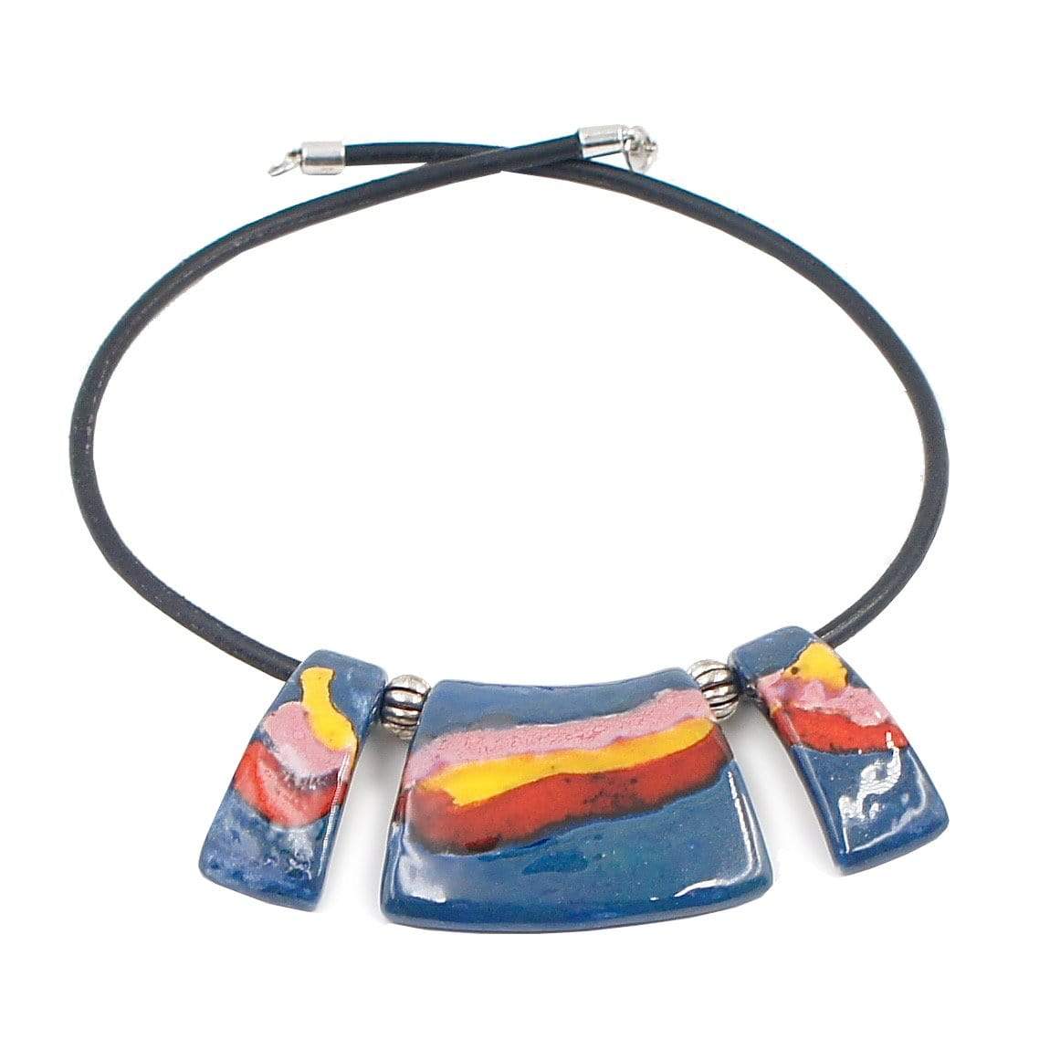 luisa-paix-o-collier-sol-mar-c-ramique-sur-cuir-45cm-fait-main image 1