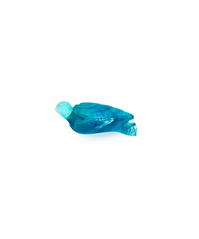 daum-univers-animalier-mer-de-corail-tortue-sculpture-p-te-de-verre-bleue image 1