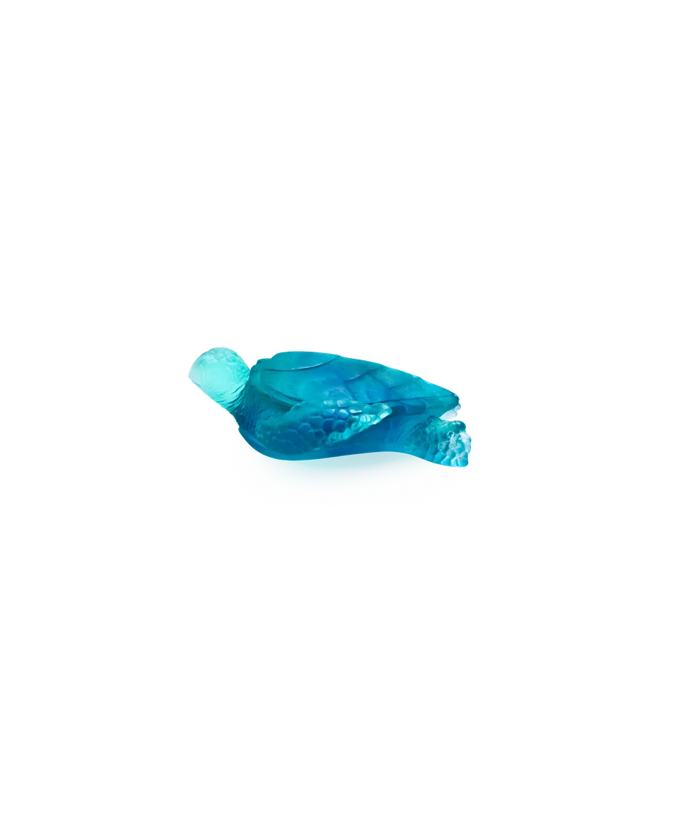 daum-univers-animalier-mer-de-corail-tortue-sculpture-p-te-de-verre-bleue image 1