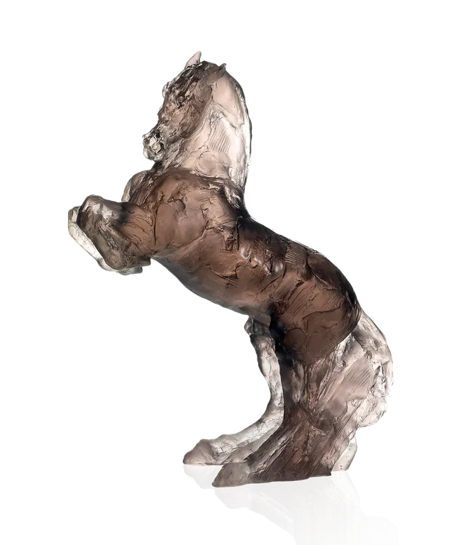 daum-art-cristal-balthazar-gris-rose-sculpture-cheval-cristal-275-ex image 1