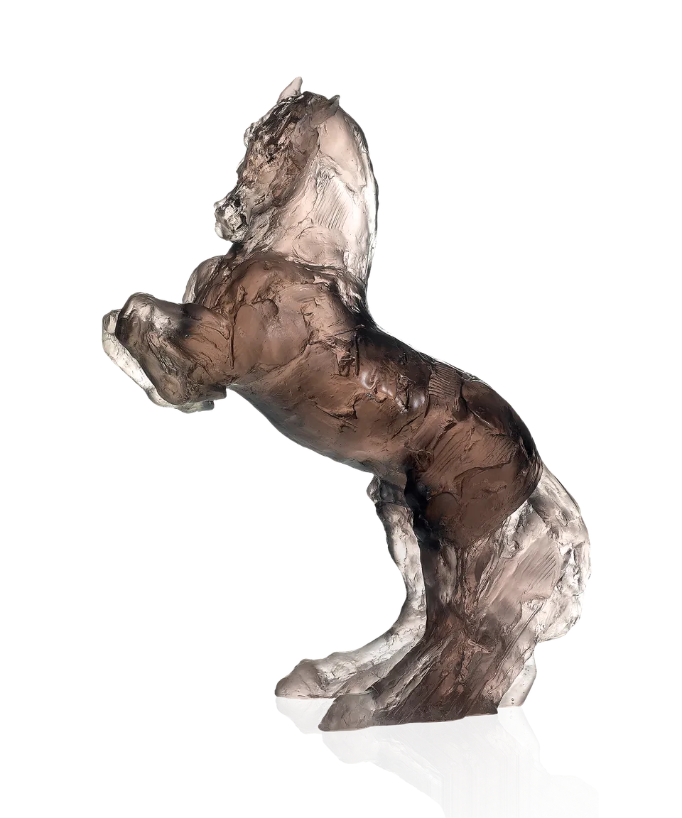 daum-art-cristal-balthazar-gris-rose-sculpture-cheval-cristal-275-ex image 1