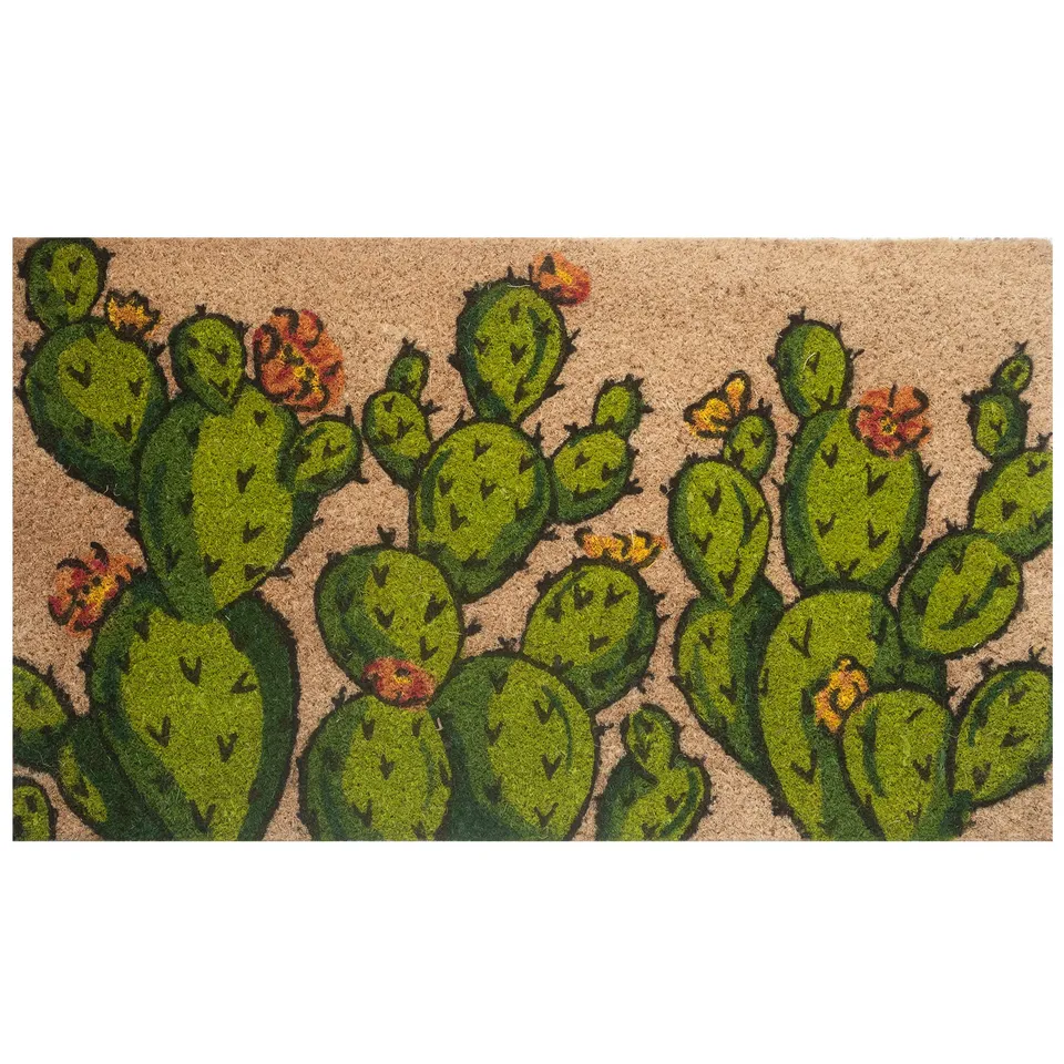 baroni-home-tapis-paillasson-coco-cactus-fleurs-oranges-70x40 image 1