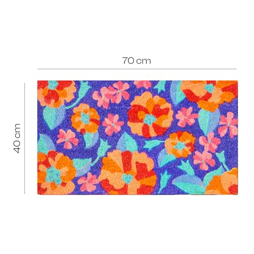 baroni-home-tessile-casa-paillasson-coco-fleurs-rouges-fond-bleu-70x40 image 6