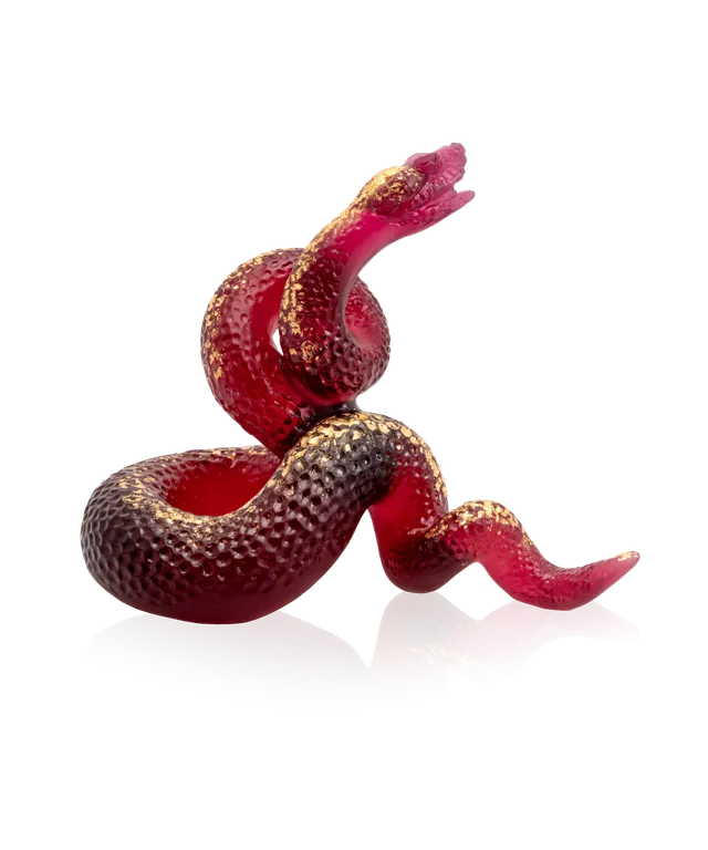 daum-serpent-rouge-sculpture-feuille-d-or-88-ex image 1