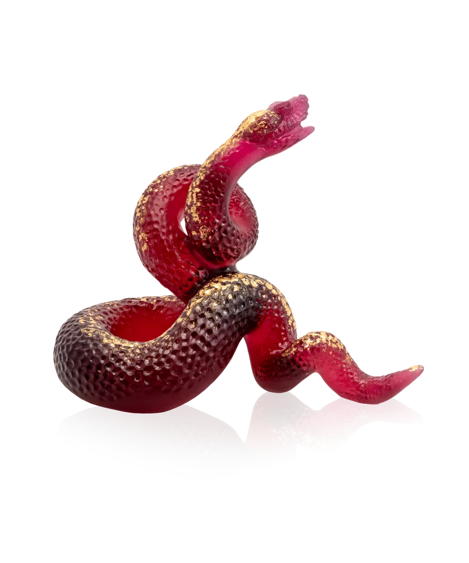 daum-serpent-rouge-sculpture-feuille-d-or-88-ex image 1