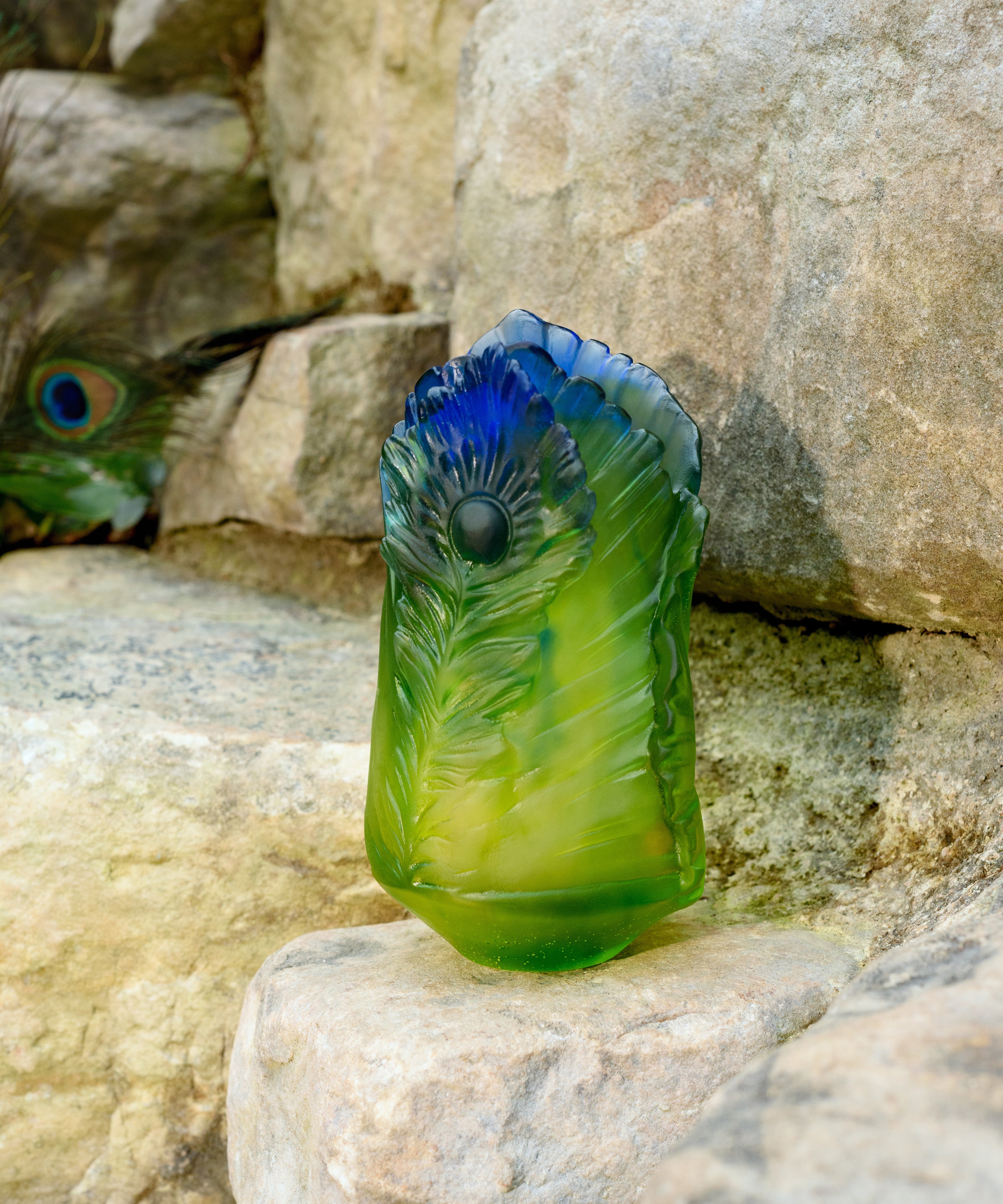 daum-univers-v-g-tal-fleur-de-paon-exotique-vase-petit-mod-le-cristal image 3