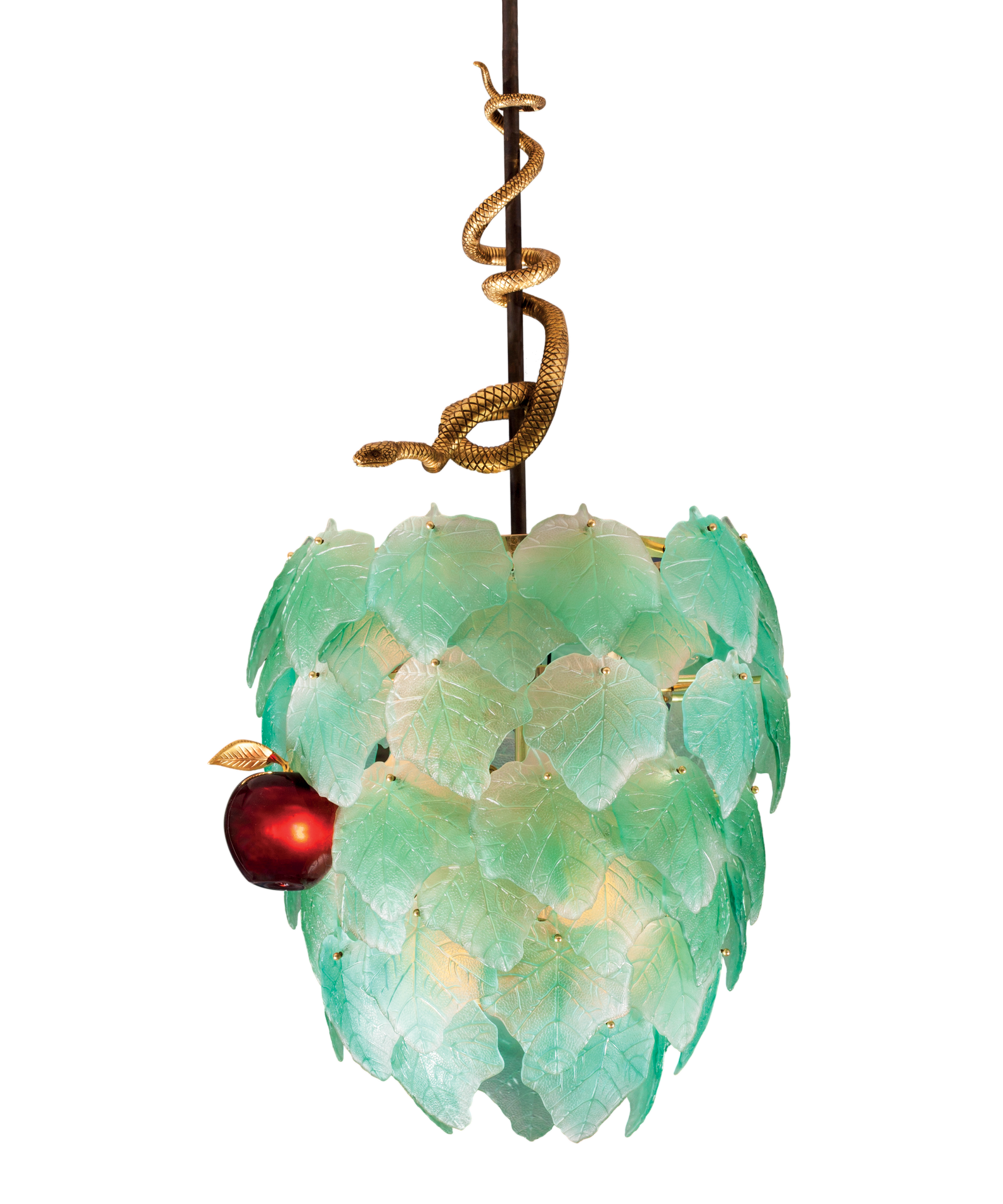 daum-art-cristal-lustre-eden-reptile-luminaire-vert-8-ex image 1