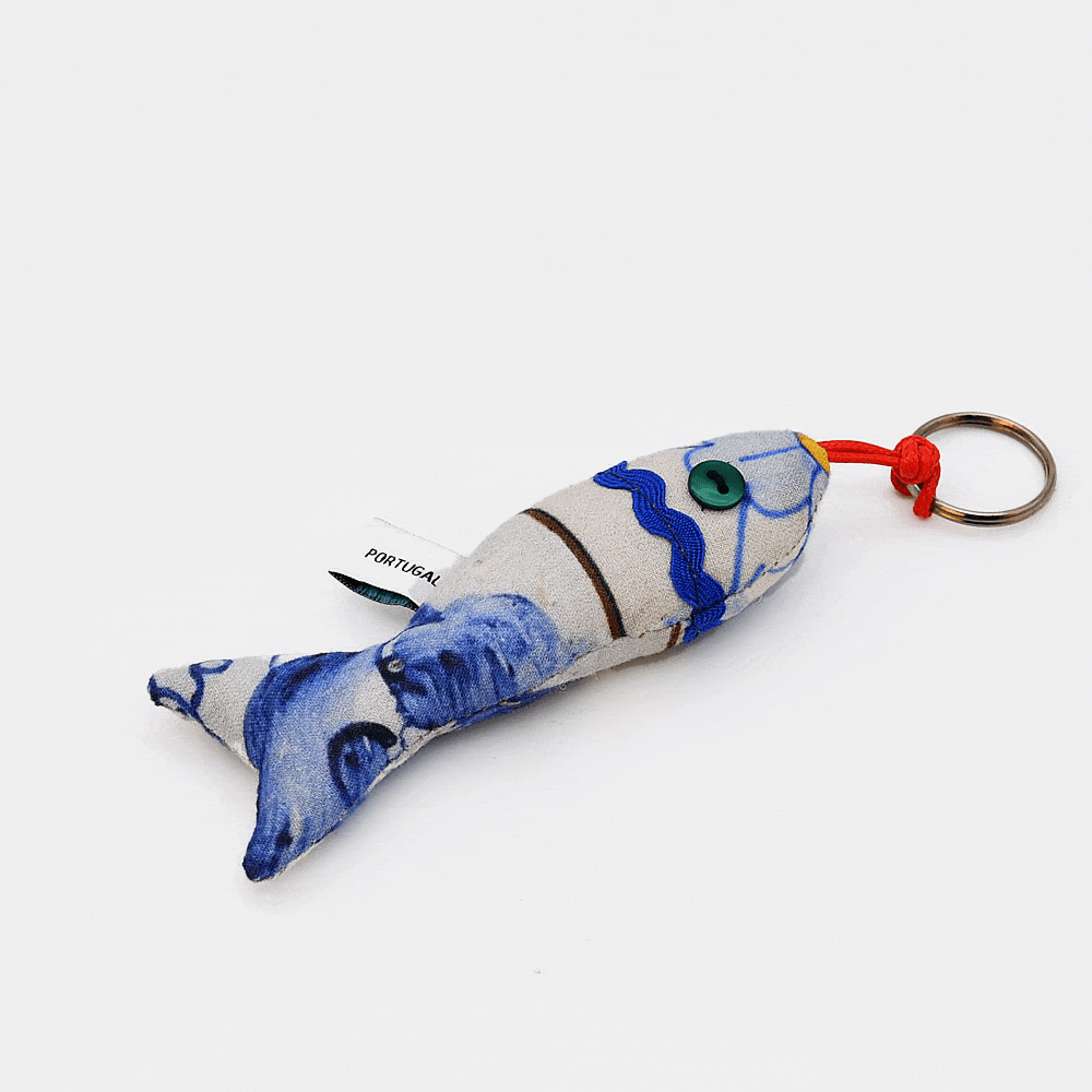 luisa-paix-o-sardine-porte-cl-s-tissu-azulejos-bleu-12cm image 1