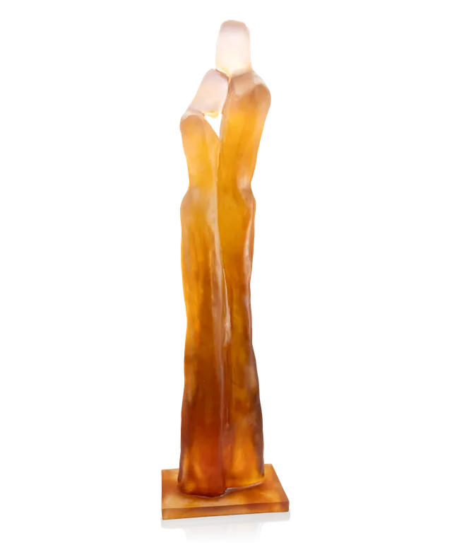 daum-univers-f-minin-le-retour-sculpture-cristal-ambre-rose image 1