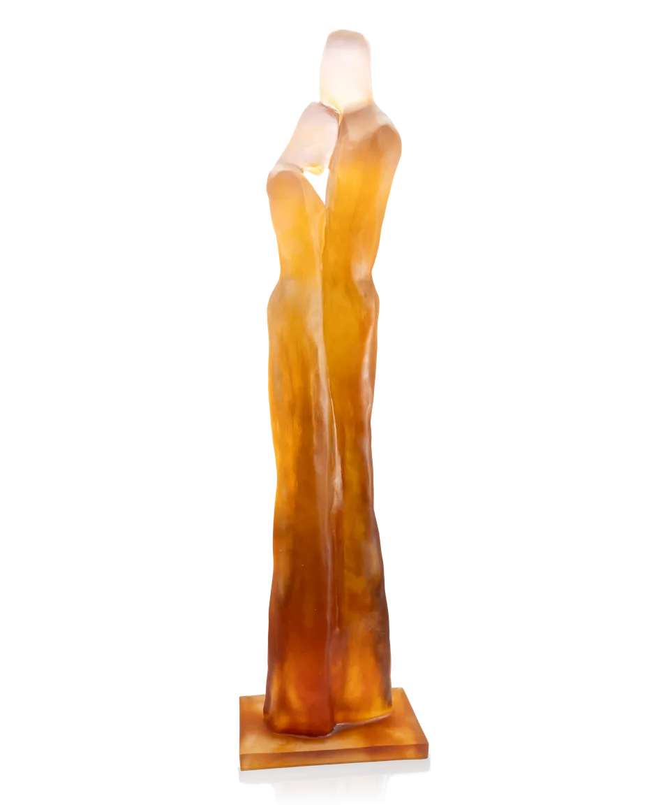daum-univers-f-minin-le-retour-sculpture-cristal-ambre-rose image 1