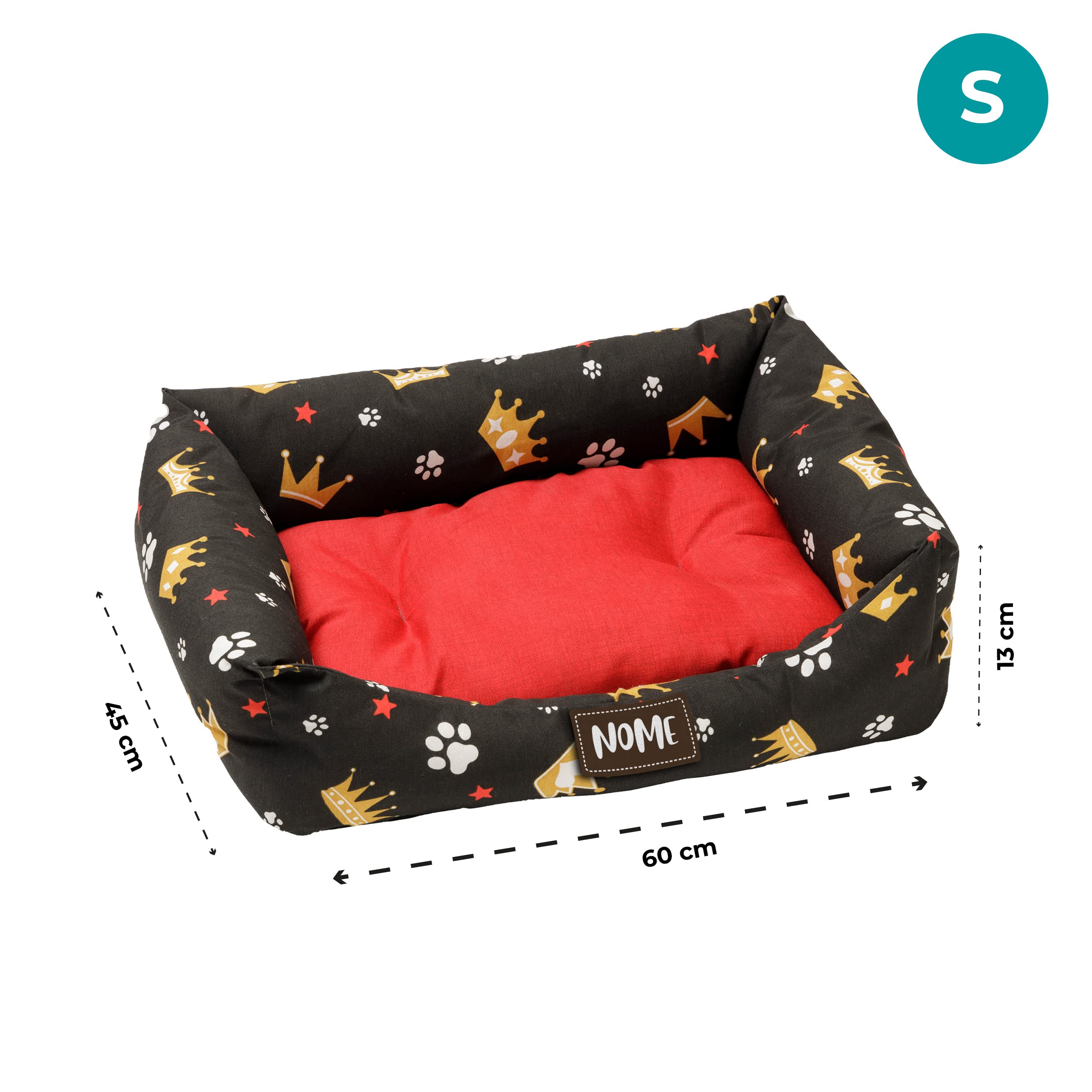 baroni-home-pet-panier-chien-chat-45x60-cm-noir-rouge-couronnes image 4