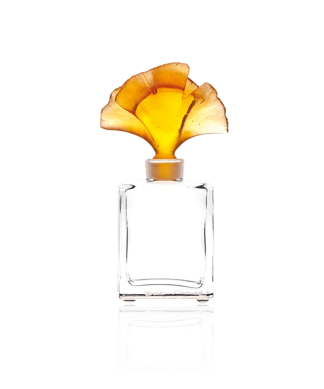 daum-d-coration-cristal-ginkgo-flacon-parfum-ambre image 1