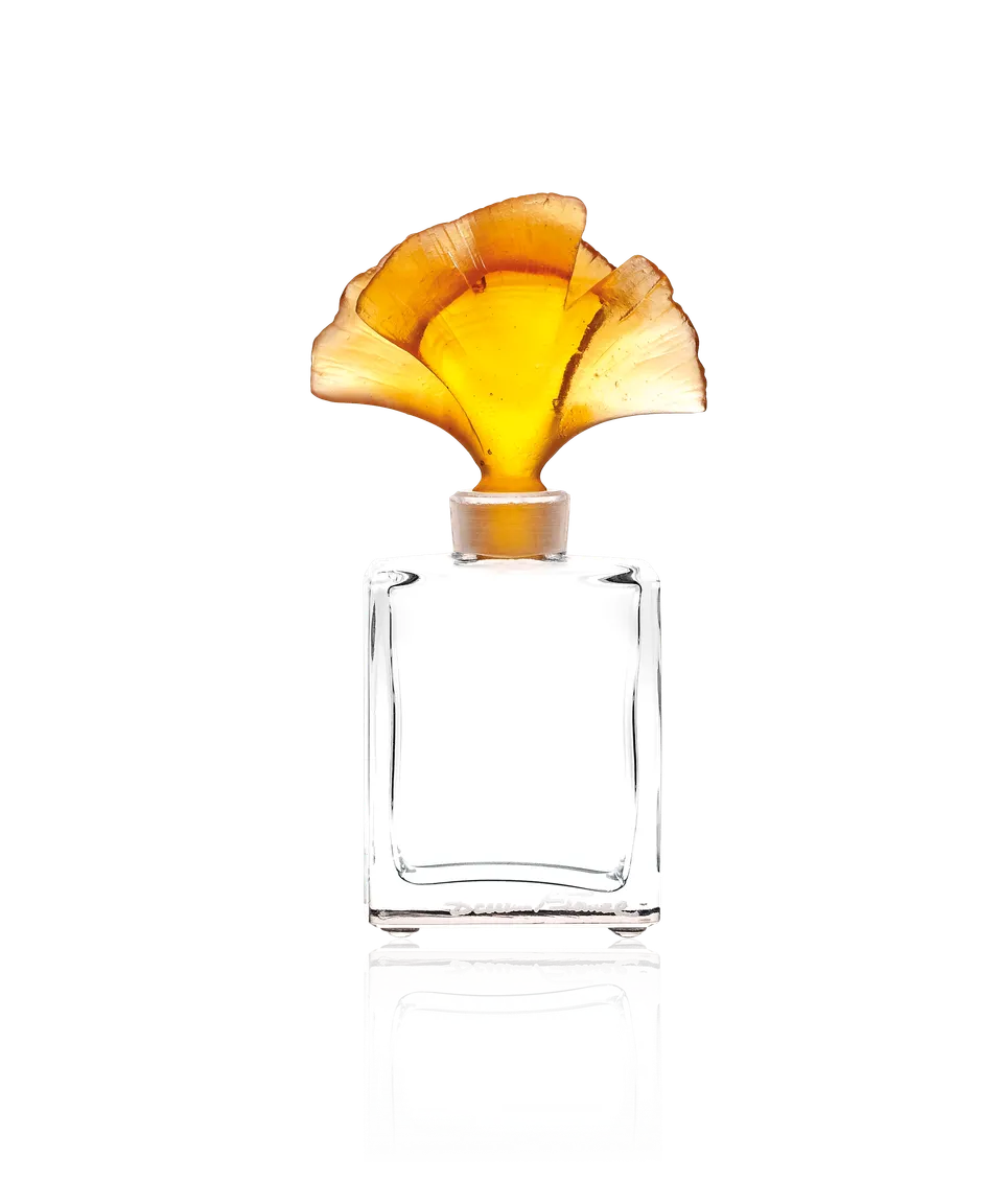 daum-d-coration-cristal-ginkgo-flacon-parfum-ambre image 1
