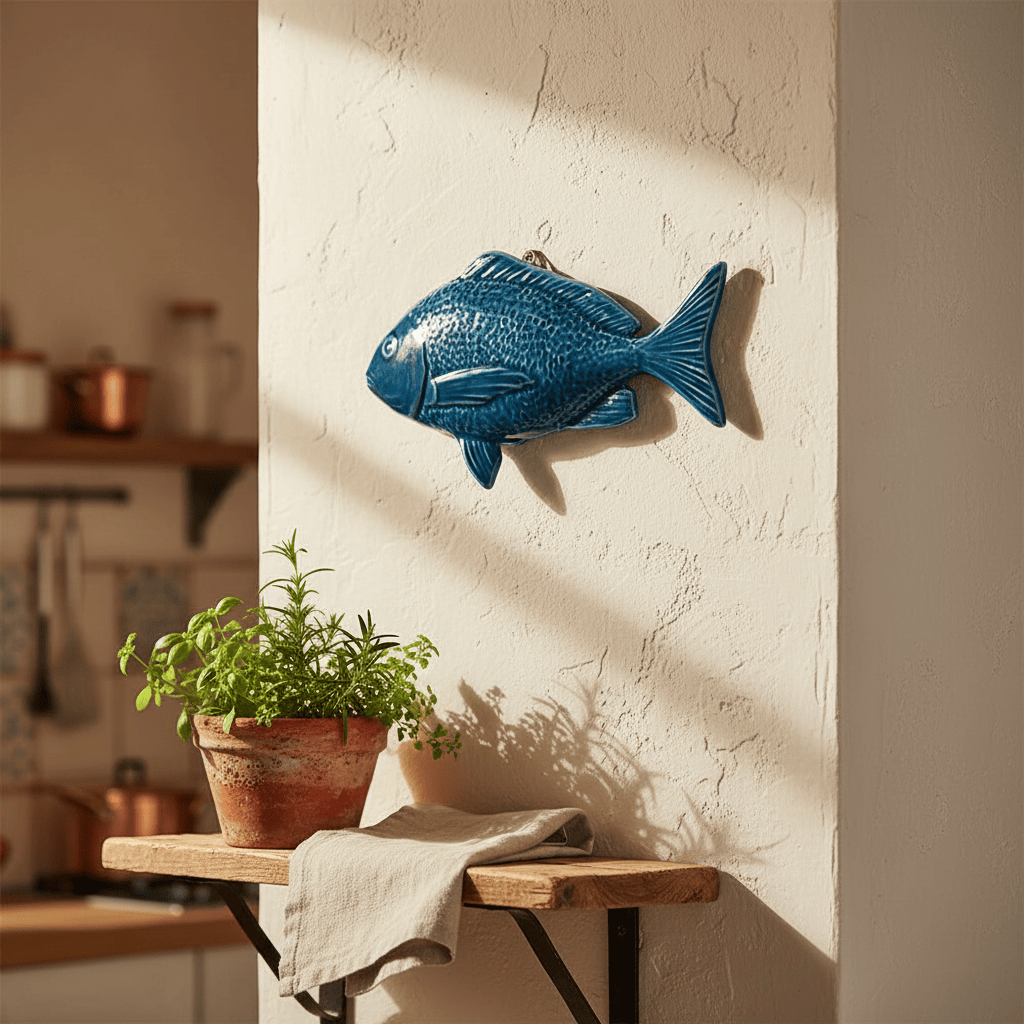 luisa-paix-o-poisson-dourada-bleu-c-ramique-murale-21-cm image 2