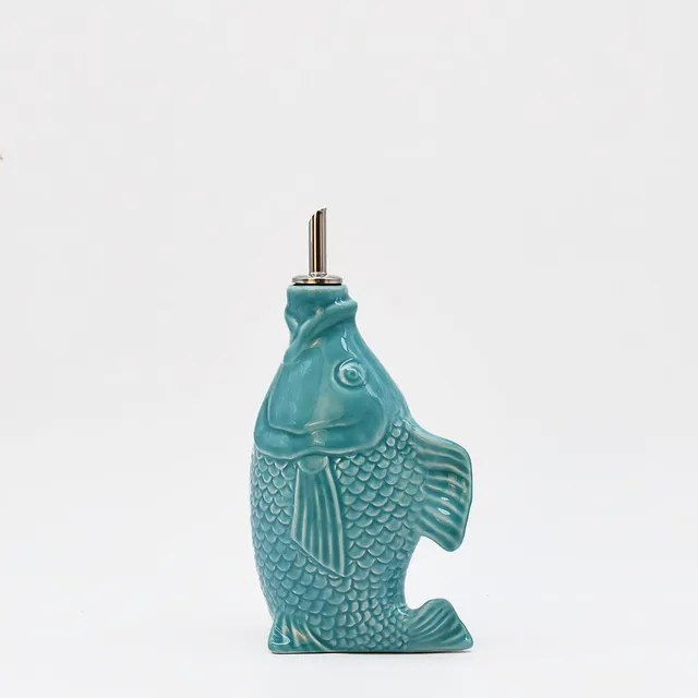 luisa-paix-o-vaisselle-carafe-huile-c-ramique-poisson-turquoise image 1
