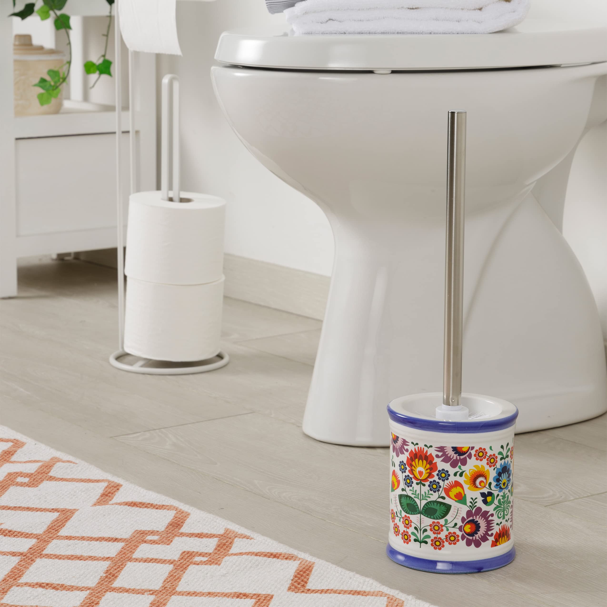 baroni-home-tutto-bagno-brosse-wc-c-ramique-fleurs-11x39-cm image 5