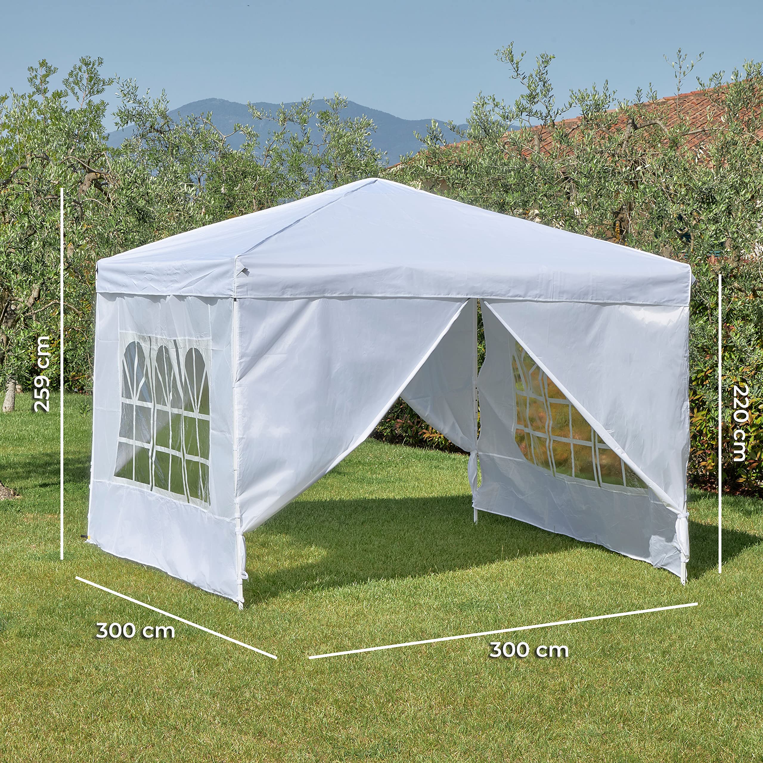 baroni-home-outdoor-tonnelle-de-jardin-blanche-3x3-m-pliable image 2