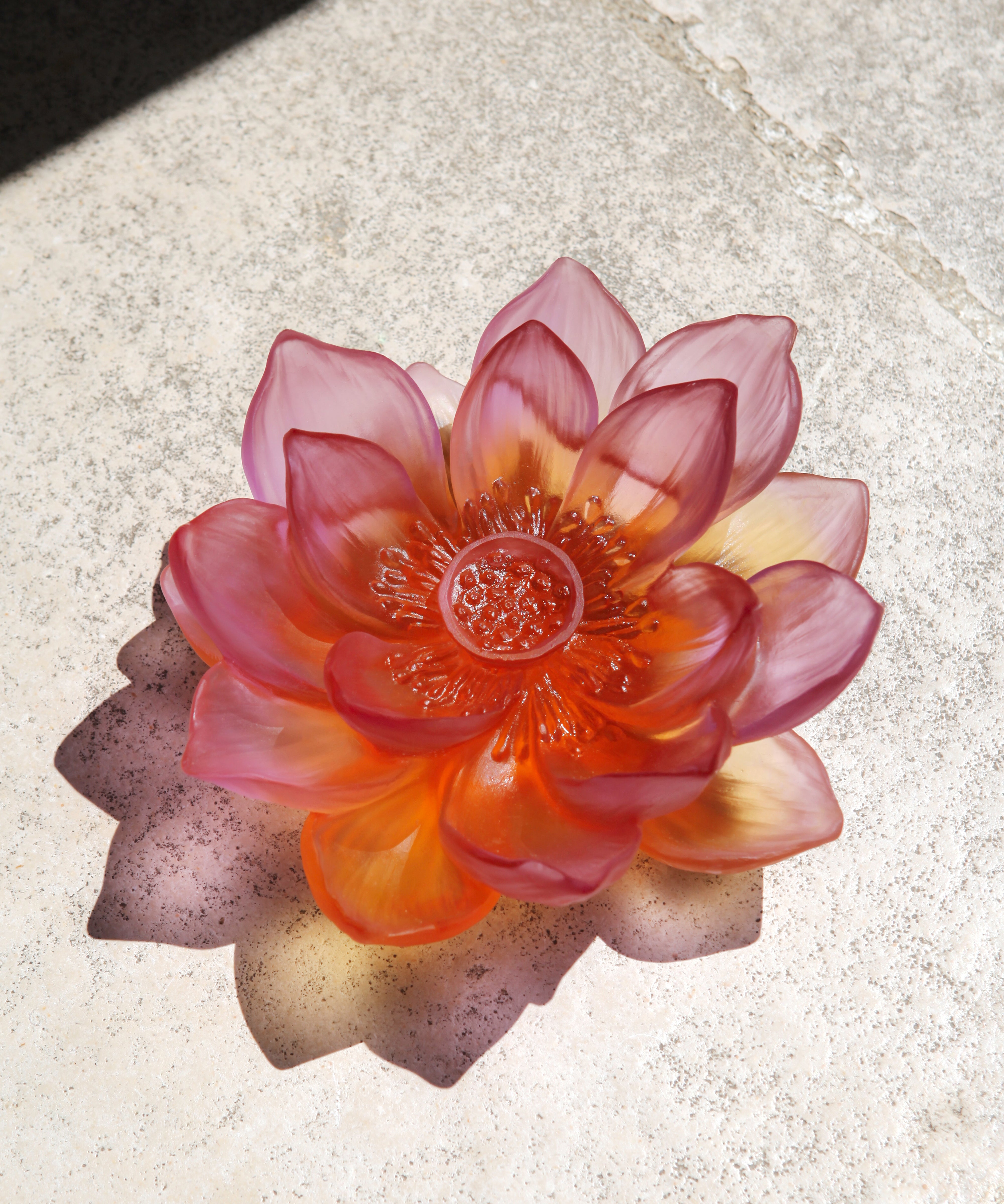 daum-jardin-de-lotus-fleur-ambre-rose-cristal image 2