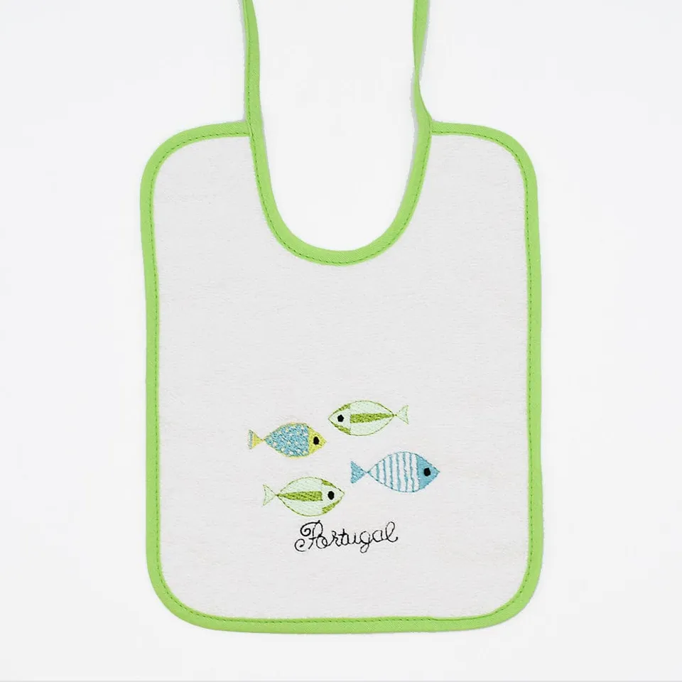 luisa-paix-o-sardinhas-bavoir-coton-vert-brod-sardines image 1