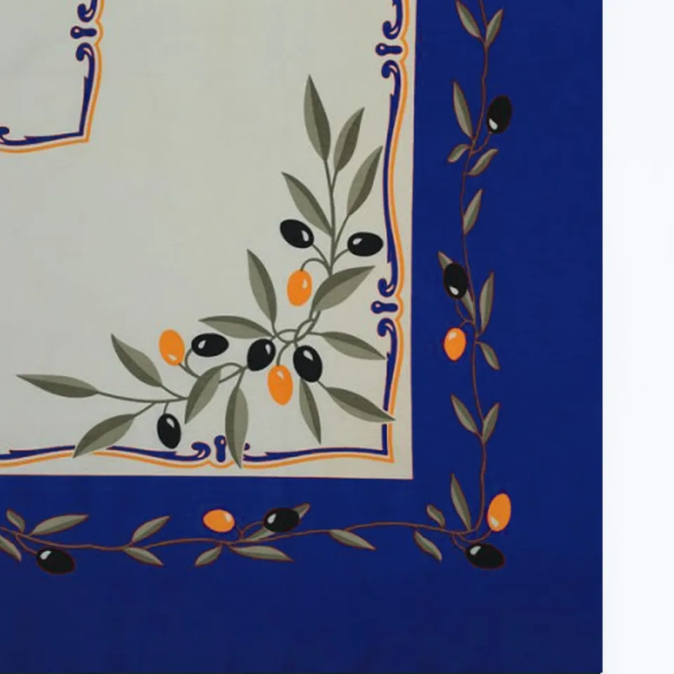 luisa-paix-o-azeitona-nappe-coton-bleue-olive-150-cm image 1