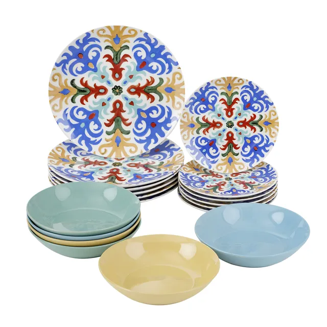 baroni-home-cucina-service-18-assiettes-porcelaine-sorrento-6-pers image 1